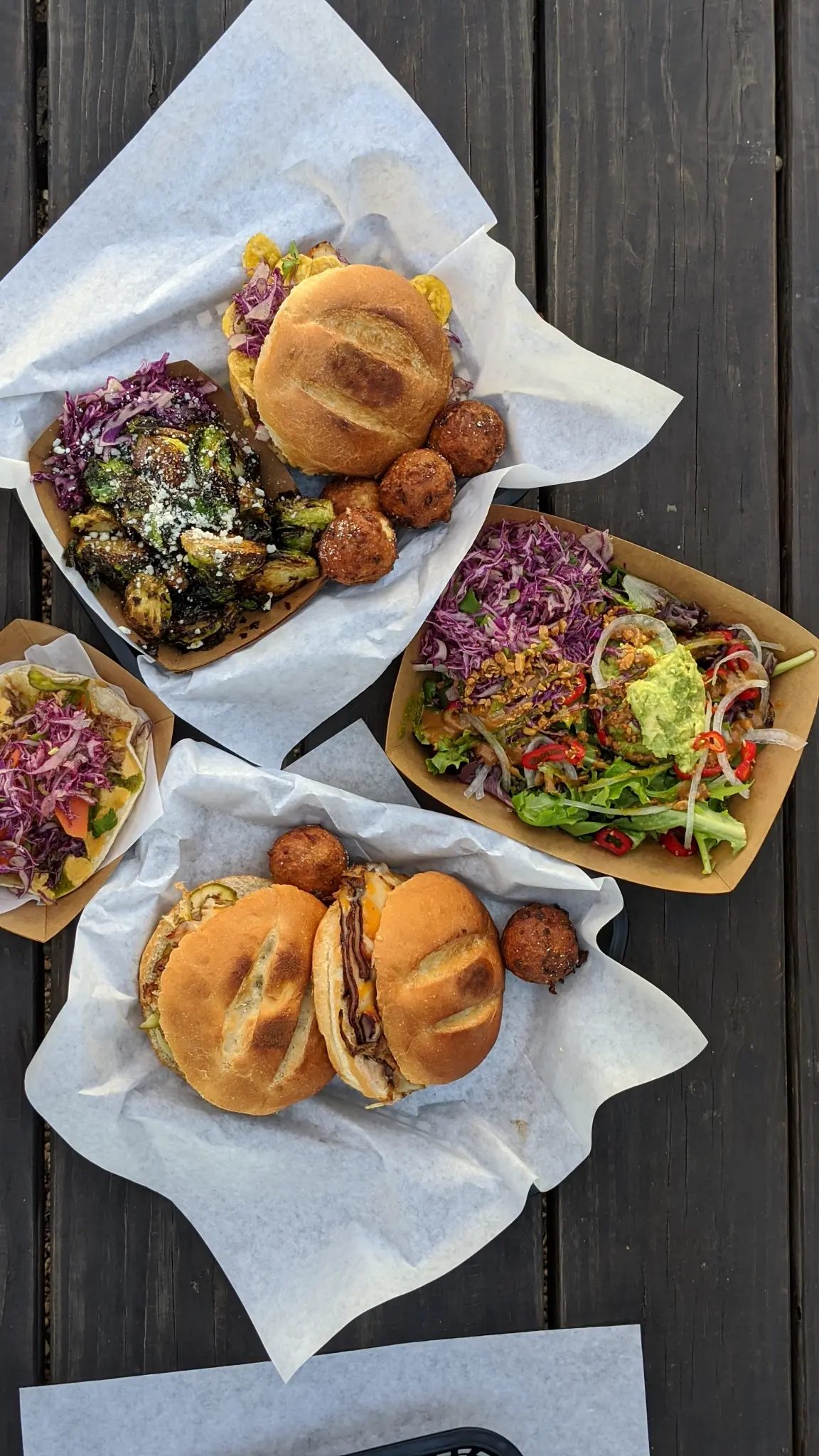 Tortas bowls and jalapeño hushpuppies for office catering in Austin
